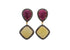 Pave Diamond Ruby and Yellow Saphire Square Drop Earrings, (DER-098)